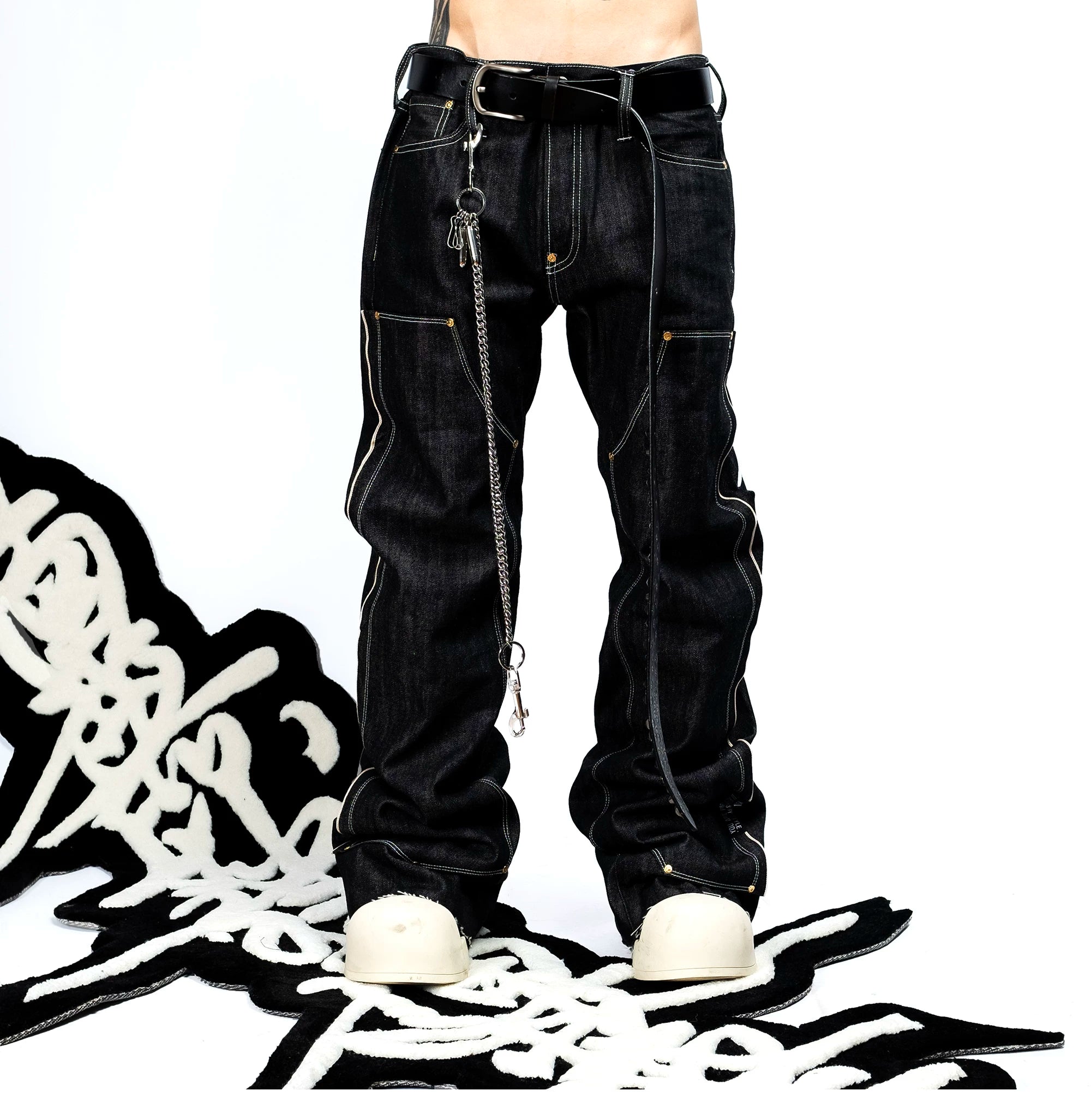 FVVO Red Selvedge Embroidered Raw Denim Jeans