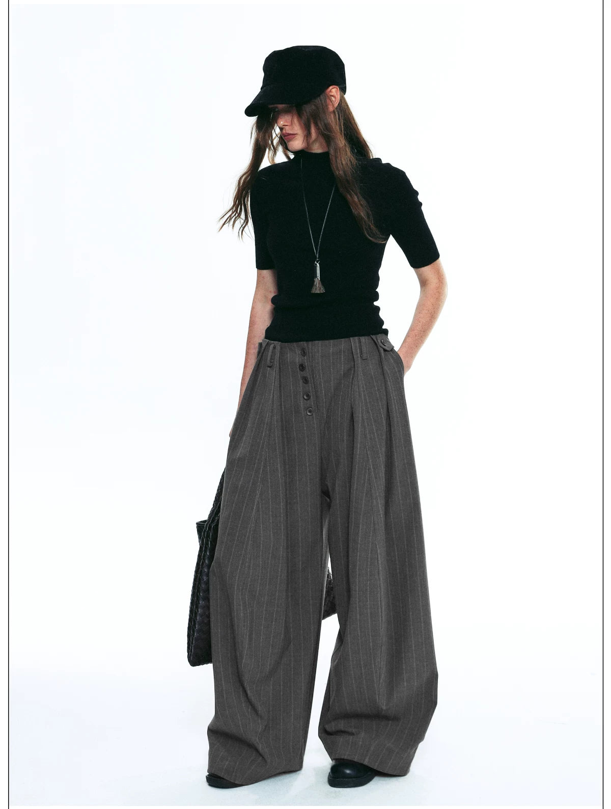 Women’s Striped Loose Wide-Leg Casual Kendo Pants