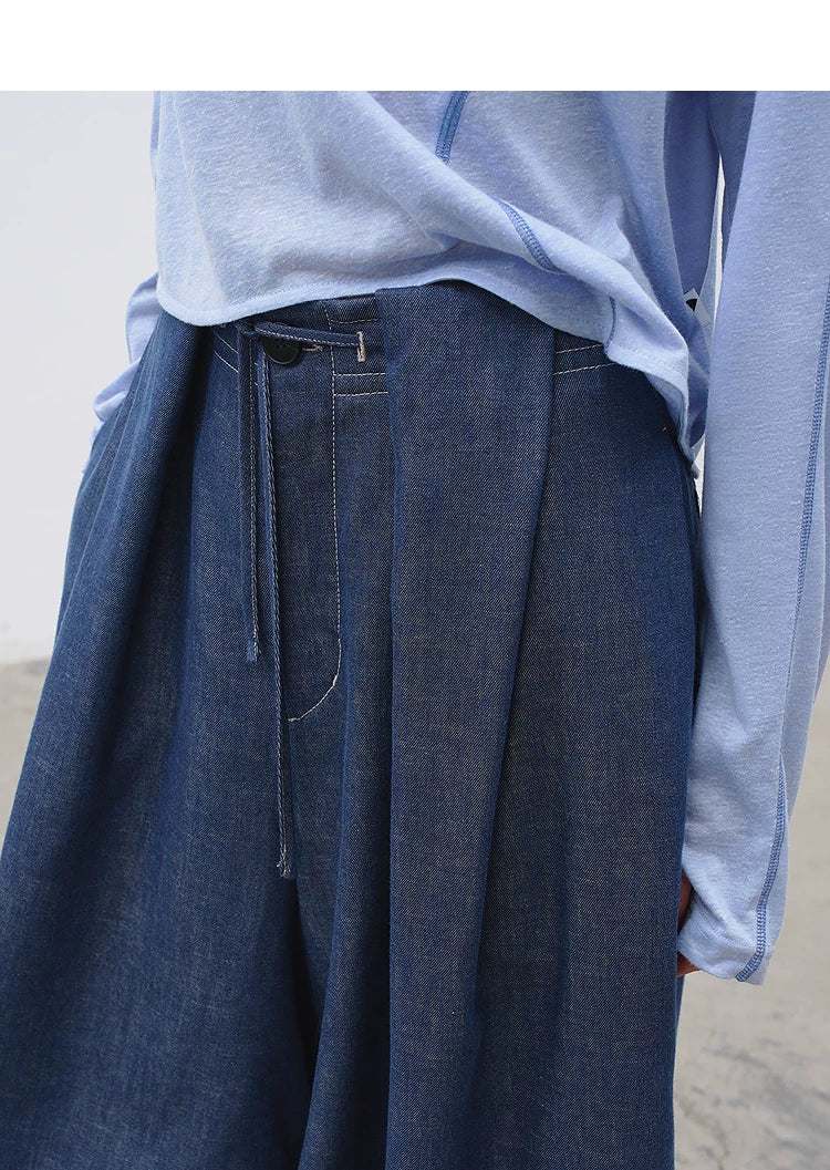 Loose Casual Wide-Leg Drapey Jeans