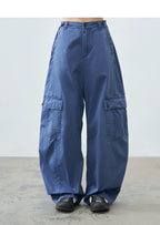Loose Casual Textured Washed Curved Leg Pants