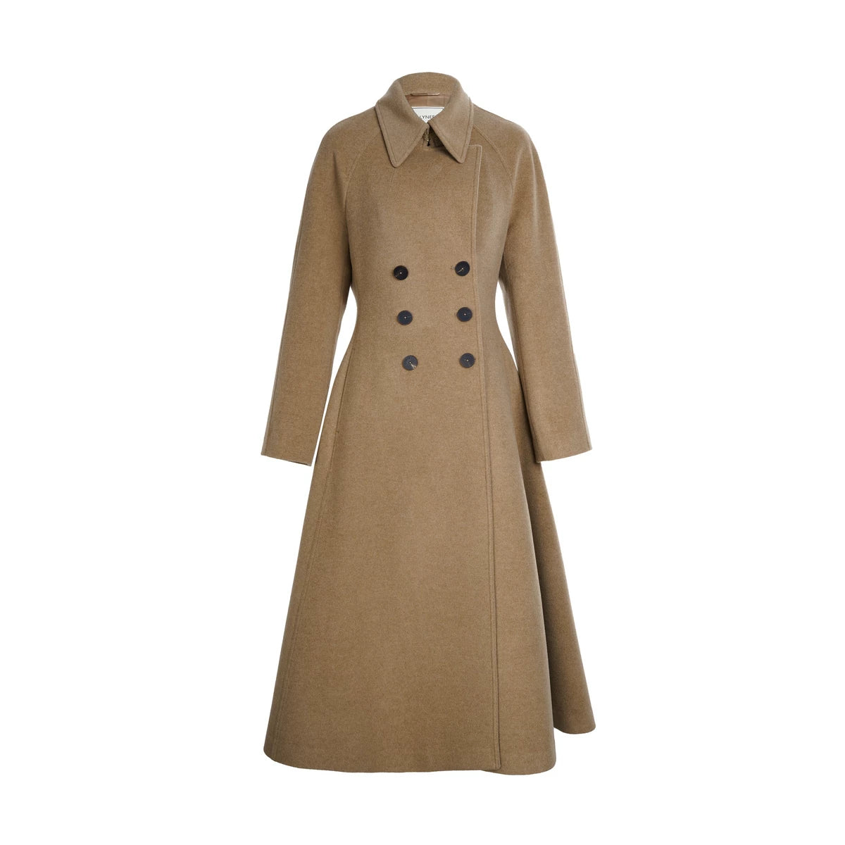 A-Line Hem Waist-Cinching Wool Trench Coat