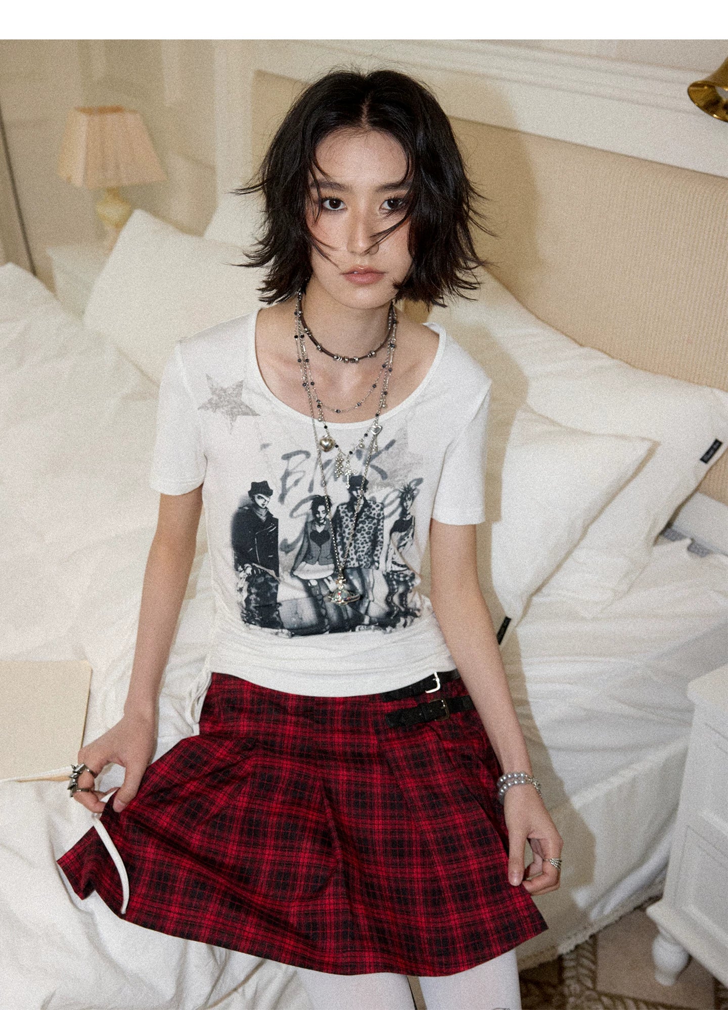 NANA Collaboration Portrait Graphic Drawstring Cropped T-Shirt