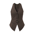 French-Inspired V-Neck Sleeveless Fitted Vest