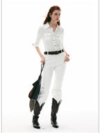 Italian Vintage Slim-Fit Waist-Cinching Safari Shirt