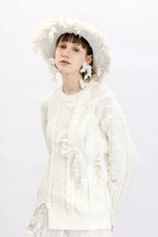 Oversized 3D Leaf Chunky Knit Sweater