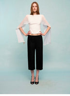 French Sheer Shawl Off-Shoulder Backless Top