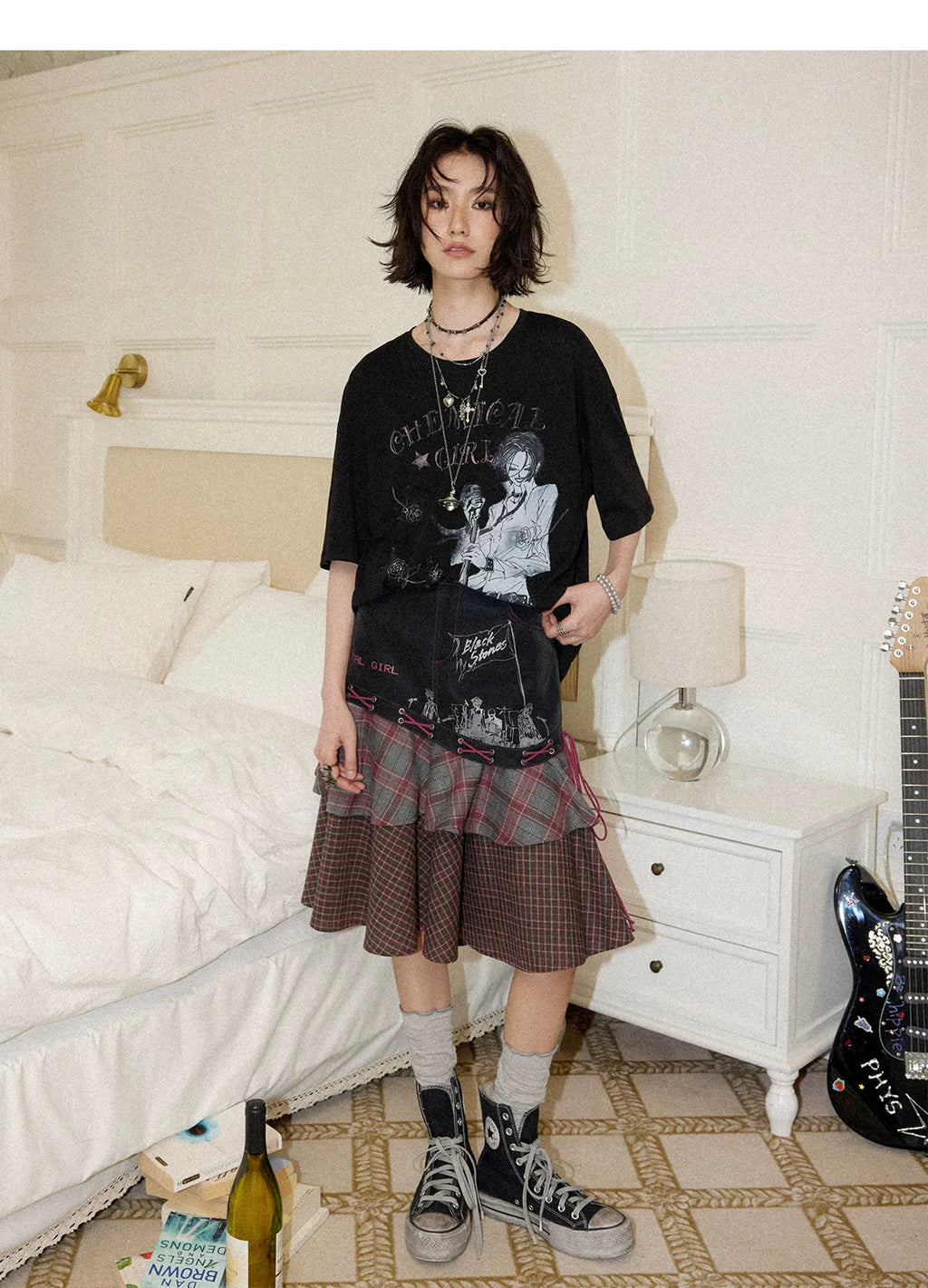 NANA Collaboration Vintage Loose Fit Printed Embroidered Short Sleeve T-Shirt