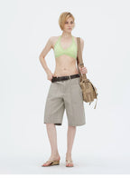 Washed Utility Cargo Shorts with Double Knee Pockets