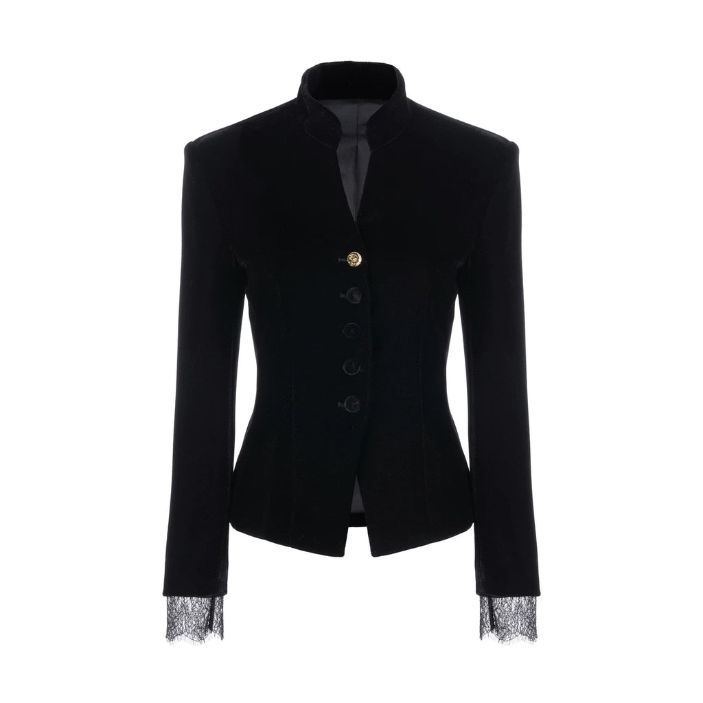 Velvet Lace Waist-Cinching Blazer Set