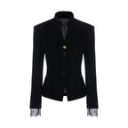 Velvet Lace Waist-Cinching Blazer Set