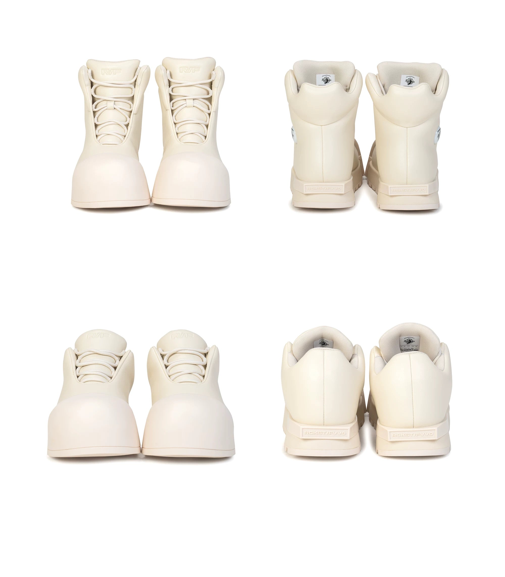 R/F White Architectural Round-Toe Platform Boots