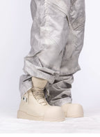 R/F White Architectural Round-Toe Platform Boots