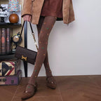 Whimsical Christmas Tree Graphic Mocha Brown Tights