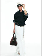 French-Inspired Slim-Fit Cropped Denim Shirt
