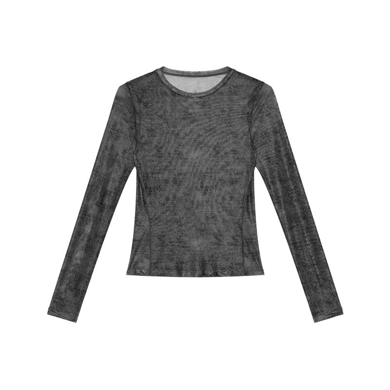 Round Neck Loose Vintage Geometric Print T-Shirt