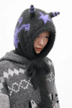 Grotesque Faux Mink Snail Star Knit Beanie
