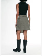 Deconstructed Plaid Shirt Dress with Irregular Two-Way Design