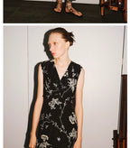 Black Floral Vine Print Sleeveless Dress