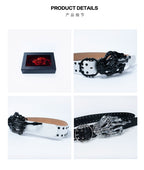 FVVO Skeleton Hand & Spikes Leather Belt