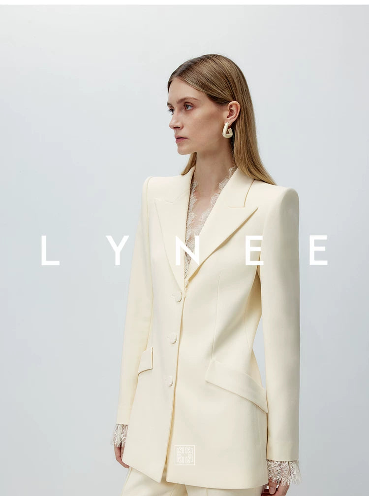 Acetate Lace Waist-Cinching Blazer