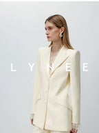 Acetate Lace Waist-Cinching Blazer