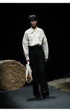 Vintage High-Waist Ruched Loose Wide-Leg Pants