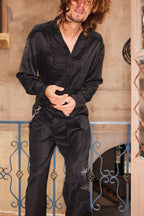 Stand-Collar Cupro Button-Down Shirt