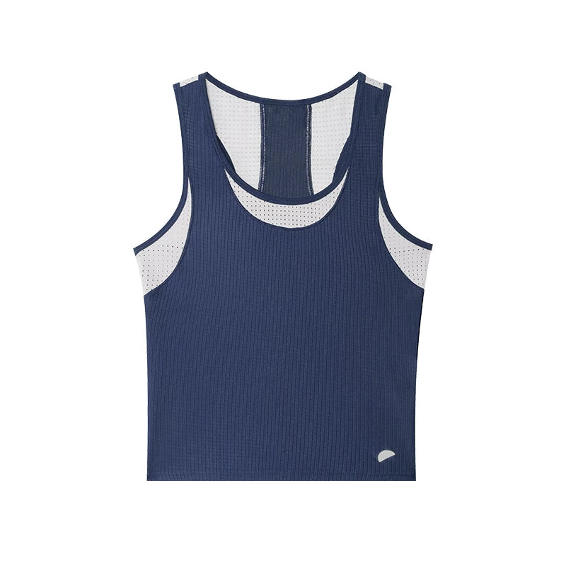 Summer Slim-Fit Two-in-One Color-Block Round Neck Tank Top Main image