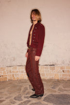 Printed Coated Bootcut Jeans