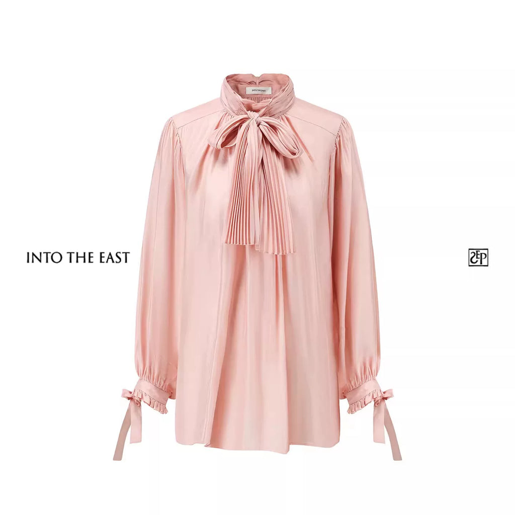 Pink Mulberry Silk Tie-Front Blouse