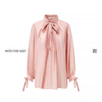 Pink Mulberry Silk Tie-Front Blouse