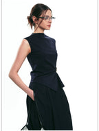 French-Inspired Slim-Fit Sleeveless Twist Top Set