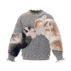 Vintage 3D Plush Sheep Oversized Sweater