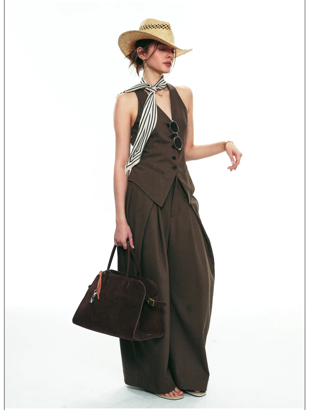 French-Inspired V-Neck Sleeveless Fitted Vest