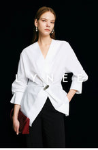 French V-Neck Waist-Cinching Blouse