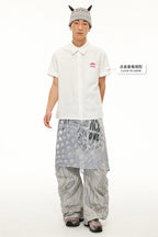 Reversible Alien Futuristic Print Chiffon Mesh Skirt