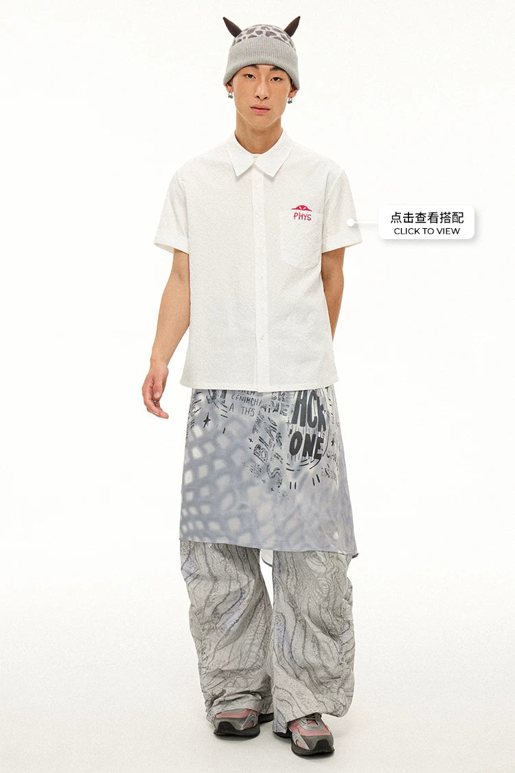 Reversible Alien Futuristic Print Chiffon Mesh Skirt