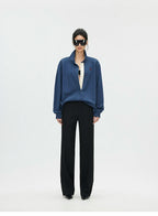Contrast Trim Embroidered Long Sleeve Polo Shirt