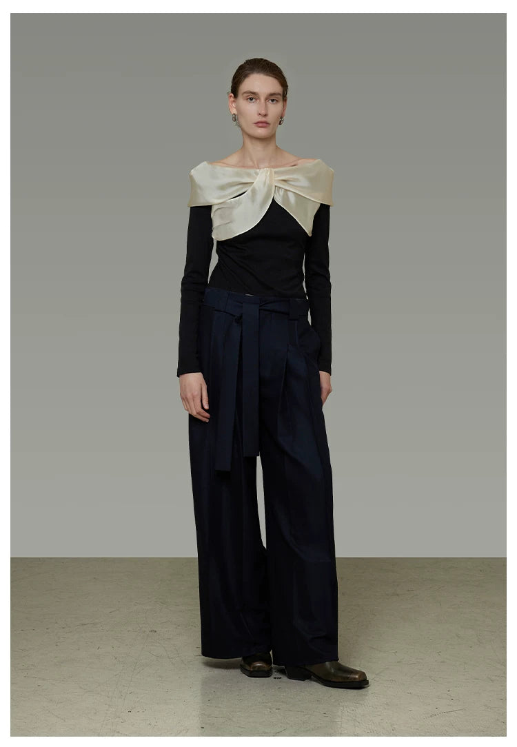 Spliced Off-Shoulder Knit Top