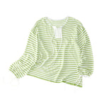 French Striped Lightweight Knit Long Sleeve Top