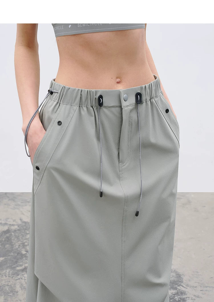 Loose Casual Outdoor Pleated Functional Straight Skirt