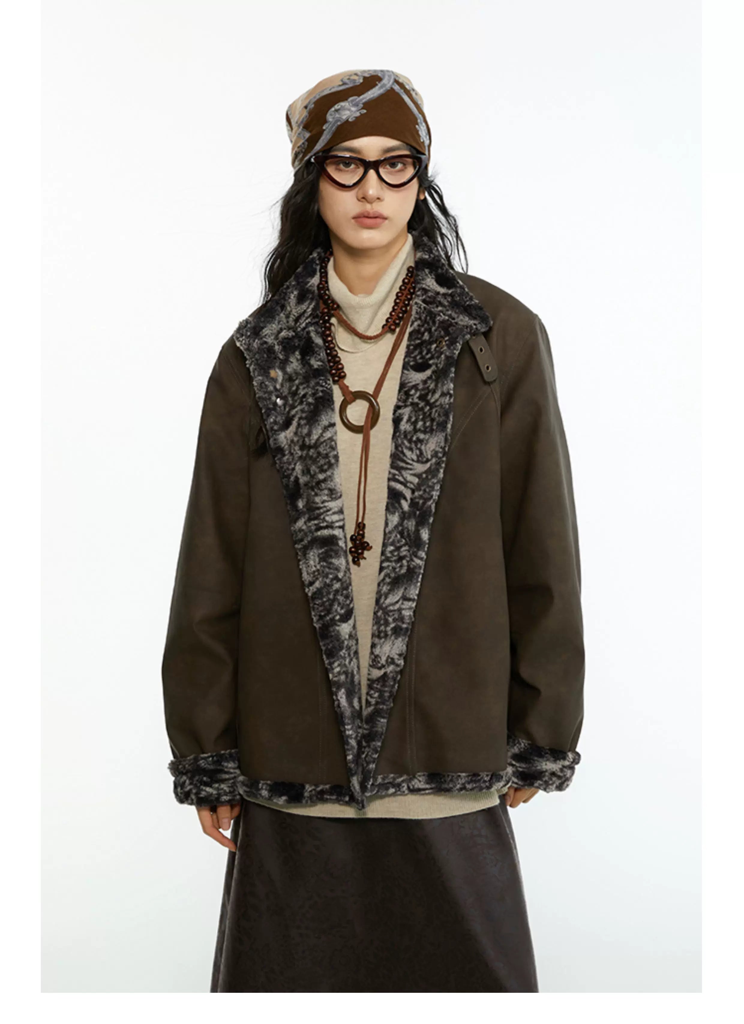 Melange Shearling Jacket – Winter Padded Coat Secondary image