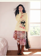 Irregular Patchwork Plaid Tiered Skirt