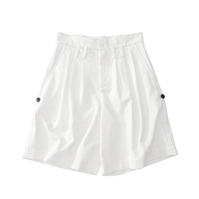 Casual Summer Straight Suit Shorts with Rolled Hem