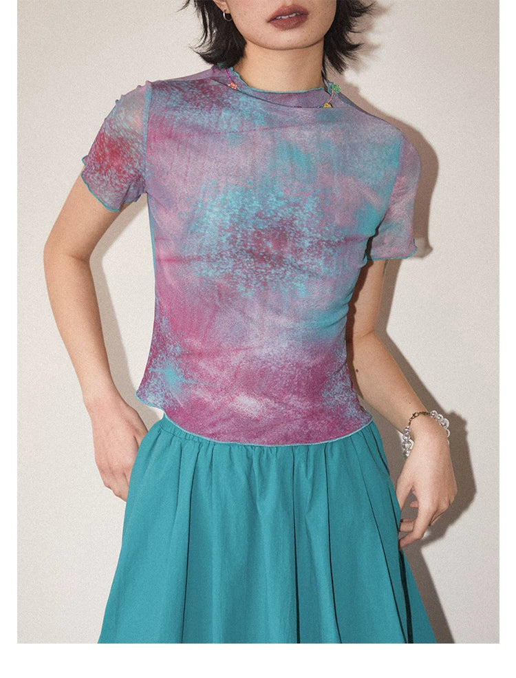Galaxy Print Stretch Mesh T-Shirt Secondary image