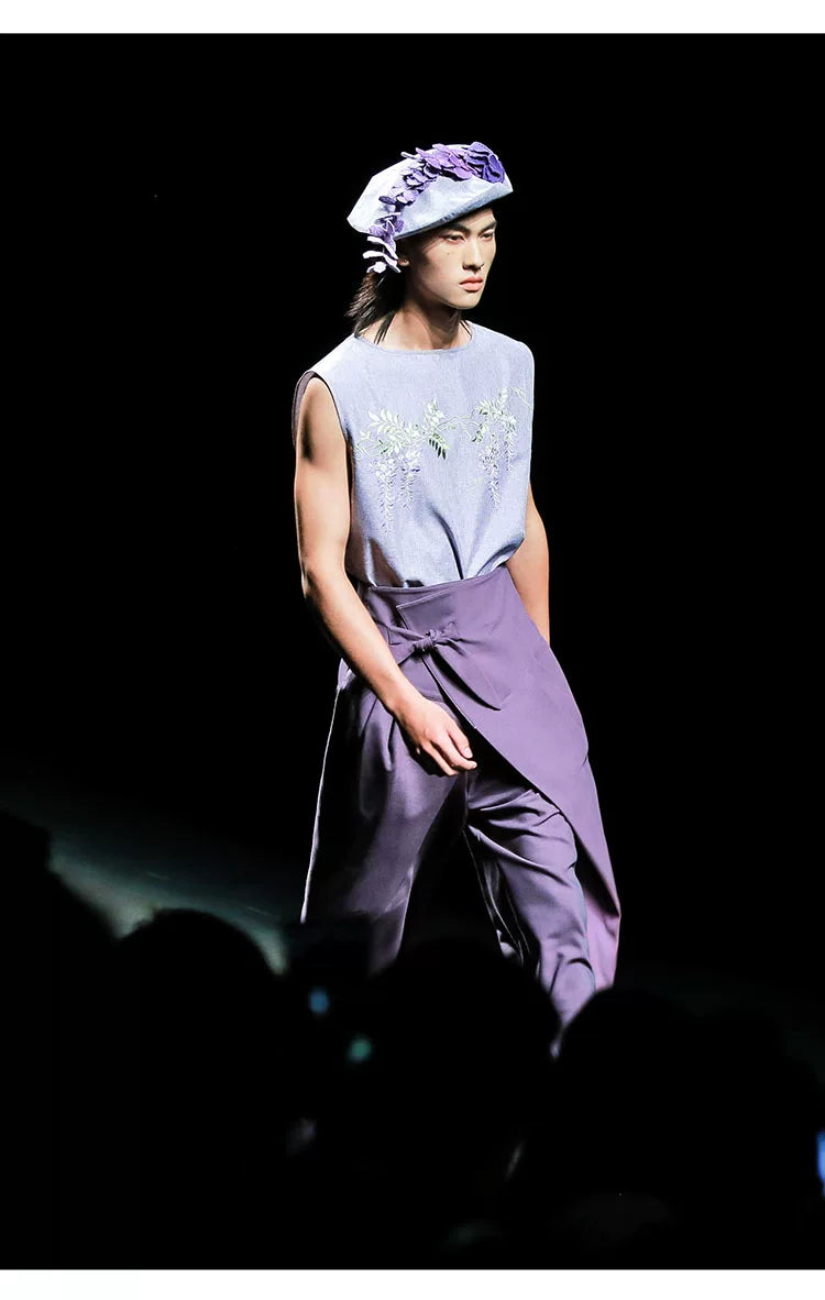 Vintage High-Waist Asymmetric Tulip Tapered Cropped Pants
