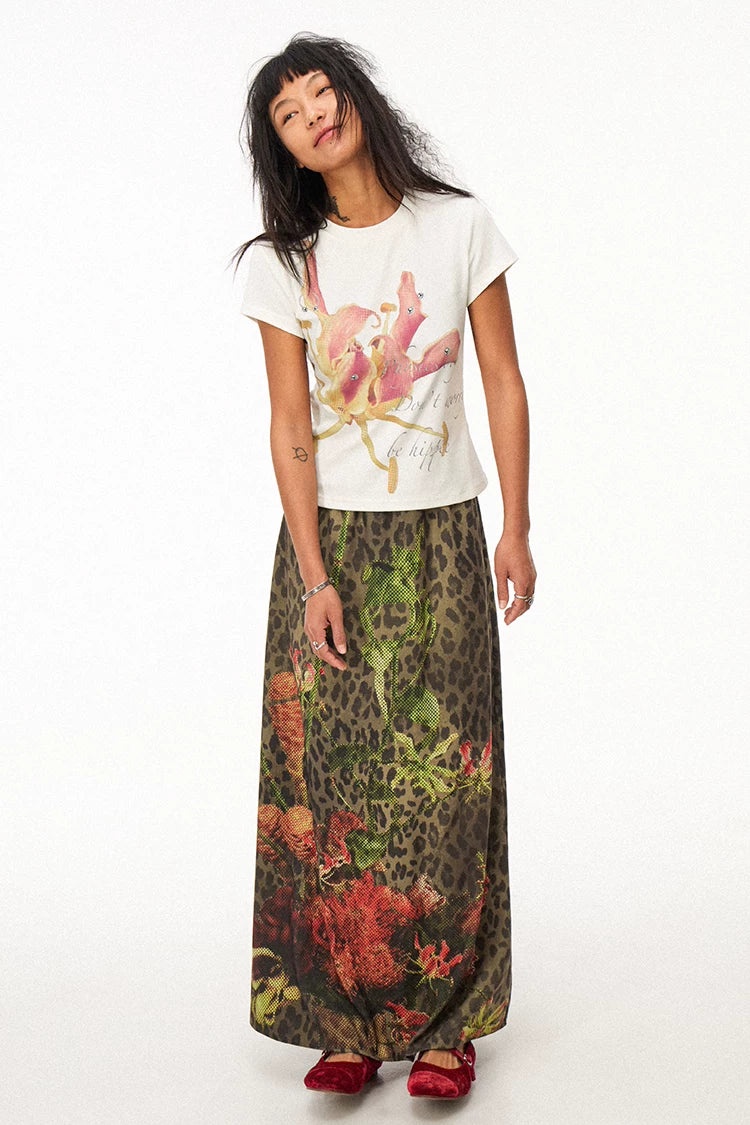 Punk Daffodil Floral Knit Slim Fit Crew Neck T-Shirt
