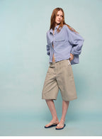 Washed Utility Cargo Shorts with Double Knee Pockets