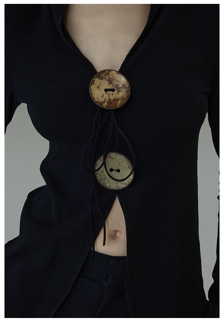 Vintage V-Neck Slim-Fit Elegant Knit Top