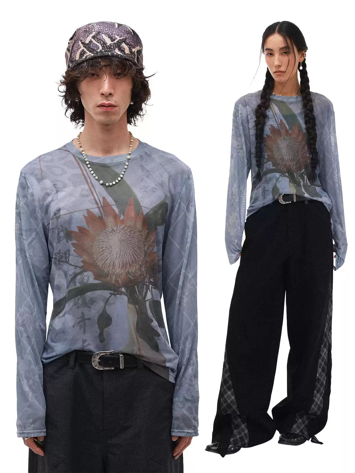 Floral Print Drop Shoulder Mesh Long Sleeve Jacket Secondary image